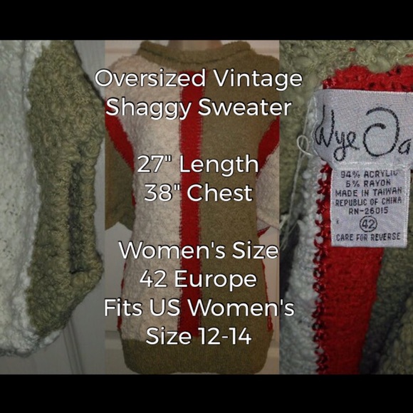 Vintage 60s Color Block Baggy Hand Knit Sweater - Picture 2 of 2